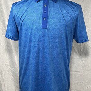 G/FORE Mens Golf Polo Shirt XL Blue Geometric Stretch Performance